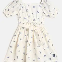 Girls Floral Print A-Line Dress-image-4