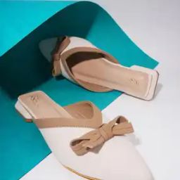 Women Genuine Leather Mules with Bow Accent-image-1