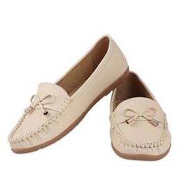 Embellished Loafers with Stitches & Bow-image-2