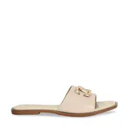 Women Open-Toe Slip-On Flat Sandals with Metal Accent-image-1