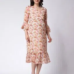 moms maternity Floral Print Fit & Flare Dress-picture-11