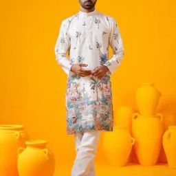 Men Printed Regular Fit Kurta-image-3