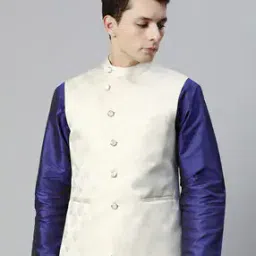 Men Nehru Jacket with Welt Pockets-11