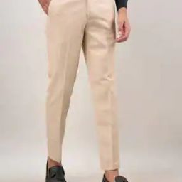Men Slim Fit Flat Front Trousers with Insert Pockets-picture-33