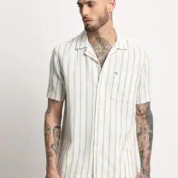 Men Striped Regular Fit Shirt with Patch Pocket-image-30