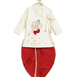 tiber taber Boys Embroidered Kurta Dhoti Set-picture-1