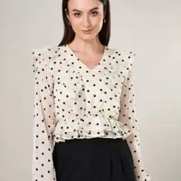 Women Polka-Dot Slim Fit Top-image-73