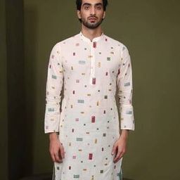 Embroidered Mandarin Collar Kurta-image-2