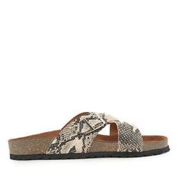 Women Python Print Arch Support Cork Flat Sandals-image-5