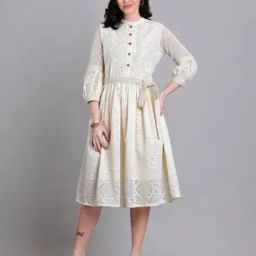 Women Self-Design Fit And Flare Dress-image-60