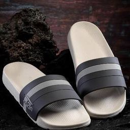 Men Brand Print Slides with Stitch Detail-image-45