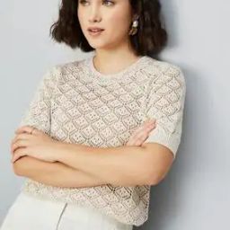 Women Lace Knit Blouse-image-2