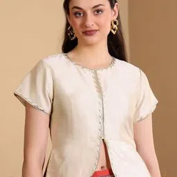 Women Round-Neck Back-Open Blouse-image-21