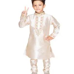 Yoke Embroidered Long Kurta & Pyjamas Set-image-8