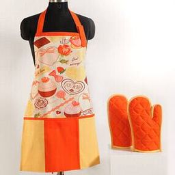 Cotton Apron & Glove Kitchen Linen Set-12