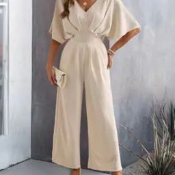 Women V-Neck Jumpsuit with Kimono Sleeves-image-52