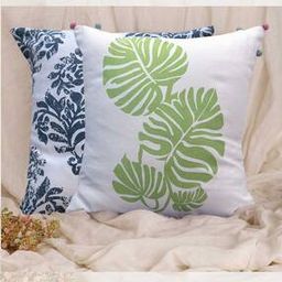 Set of 2 Leaf Print Cushion Covers 16" x 16"-13