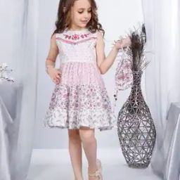 Girls Floral Print Tiered Dress with Purse-image-21