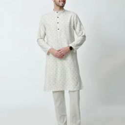 Men Micro Print Regular Fit Long Kurta-image-49