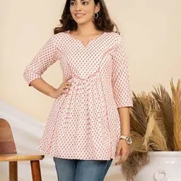 Micro Print Round-Neck Tunic-image-49