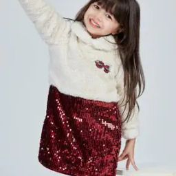Girls Embellished Shift Dress with Hair Clip-image-87
