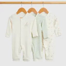 Unisex Pack of 3 Printed Cotton Footless Sleepsuits-image-41