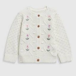 Girls Floral Embroidered Cotton Cardigan-48