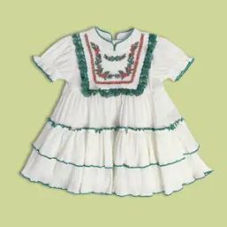Girls Embroidered Fit & Flare Dress-image-1