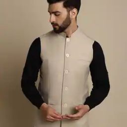 Trailored Fit Nehru Jacket with Welt Pockets-14