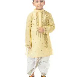 Boys Printed Kurta Pyjama Set-image-1