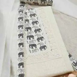Women Cotton Schiffli Unstitch Dress Material With Sequins-image-33