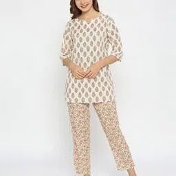 zri Floral Print Straight Kurta with Pants-picture-43