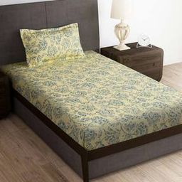 150 TC Floral Print Single Bedsheet with Pillow Cover-image-29
