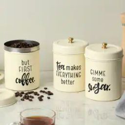 Pack of 3 Quoted Stainless Steel Round Canister for Tea, Coffee & Sugar-image-14