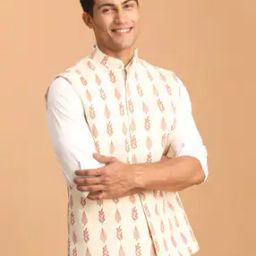 Leaf Print Nehru jacket-image-63