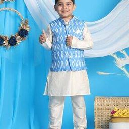 Printed Kurta Set with Jacket-image-5