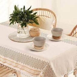 Printed 6-Seater Table Cover with Tassels-36