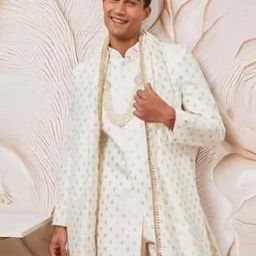 Men Leaf Pattern Stole with Embroidered Border-image-81