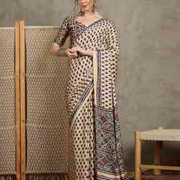 Women Ethnic Design Traditional Saree with Blouse Piece        -image-3