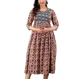 Printed Fit & Flare Dress-image-91