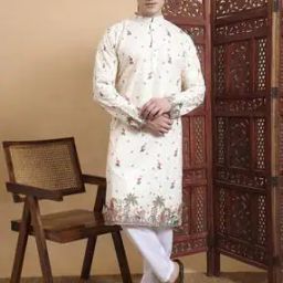 Men Embroidery Regular Fit Long Kurta-43