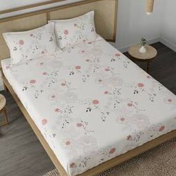 210 TC Floral Print Double Bedsheet with Pillow Covers-image-26