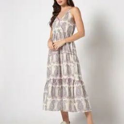 Women Paisley Print Tiered Dress-image-53