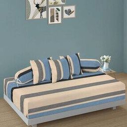 300 TC Striped Bedsheet with Cushion & Bolster Covers-image-89