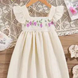 Girls Embroidered A-Line Dress-image-16