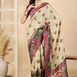 Women Ethnic Design Traditional Saree with Blouse Piece            -image-5