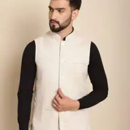 Tailored Fit Nehru Jacket with Welt Pockets-9