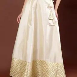 Women Jacquard Zig Zag Border Silk Maxi Skirt-picture-33