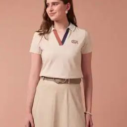 Women Heathered Cotton Polo T-Shirt-picture-3