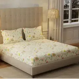 Floral Print Double Size Bedsheet with Pillow Covers-image-116